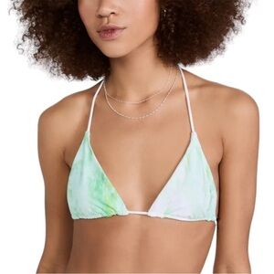 Good American Green Marble Matte Tiny Ties Triangle Bikini Top Size 3/Large NWT